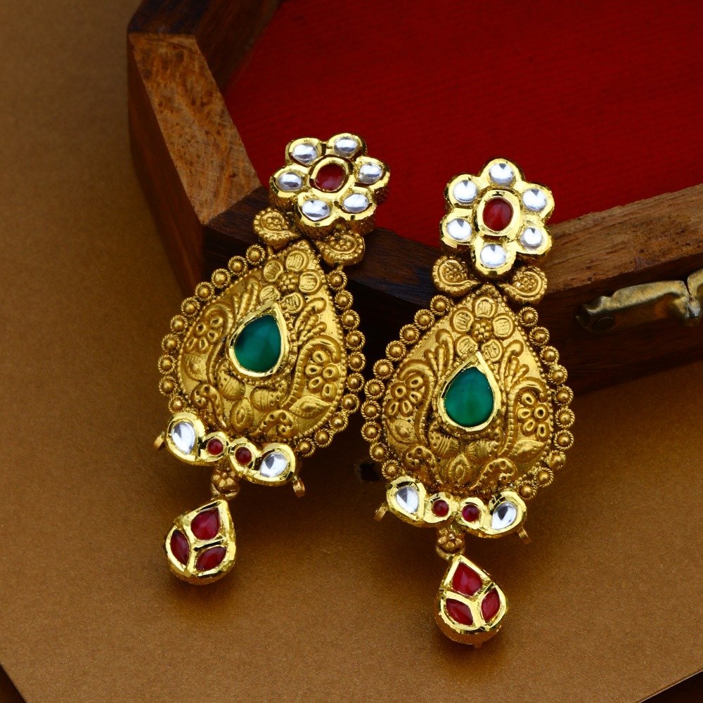 916 Gold Antique Royal Necklace Set For Wedding