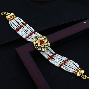 916 Gold Kundan Mani Moti Bracelet 