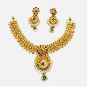 916 Gold Antique Bridal Necklace Set RHJ-6030