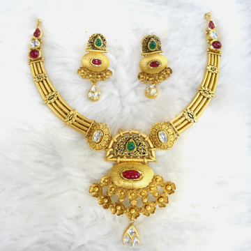 916 Gold Antique Wedding Necklace Set RHJ-5588