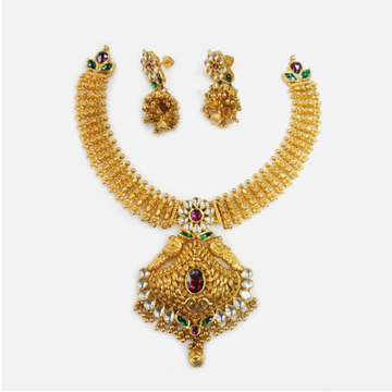 916 Gold Traditional Bridal Necklace Set RHJ-0005