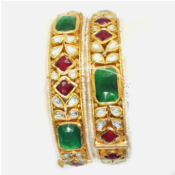 916 Gold Traditional Colorstone Bangles RHJ-6018