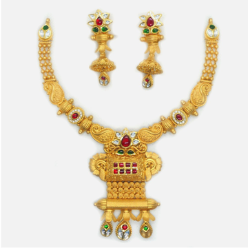 22KT Gold Antique Bridal Necklace Set RHJ-6033