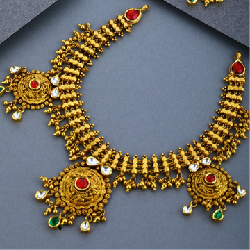 916 Gold Antique Bridal Necklace Set