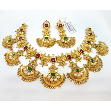 916 Gold Traditional Ghughari Necklace Set RHJ-543...