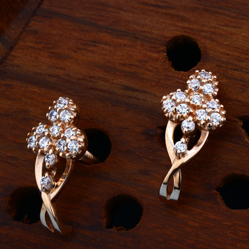 18kt CZ Rose Gold Stylish Earring For Women 
