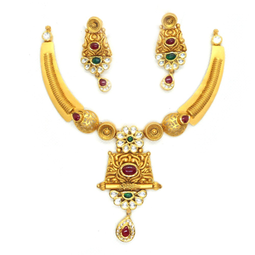 916 Gold Antique Bridal Necklace Set RHJ-4438