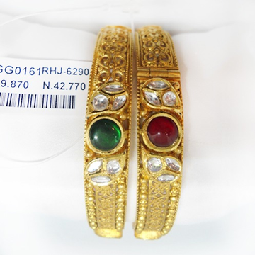 22kt gold antique studded bangle kada rhj-6290