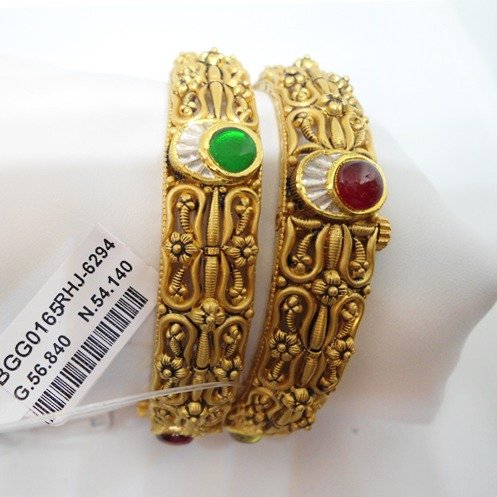 22KT Gold Antique Bangle Kada RHJ-6294