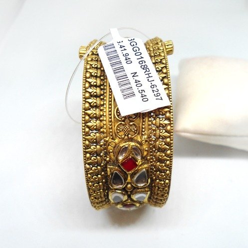 916 Gold Antique Kundan Kada Bangle RHJ-6297