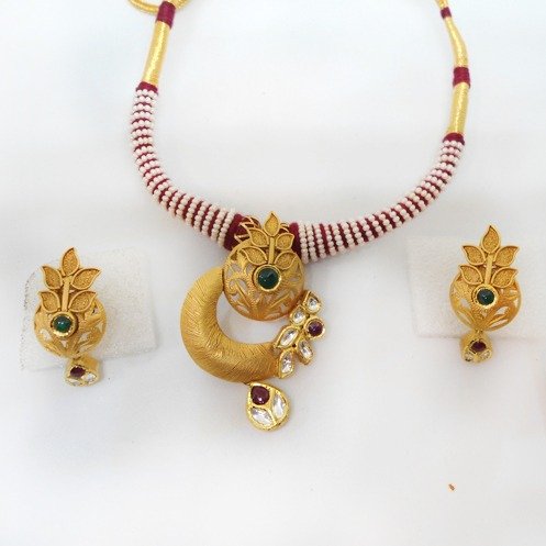 916 Gold Antique Flower Design Wedding Necklace Set RHJ-5521