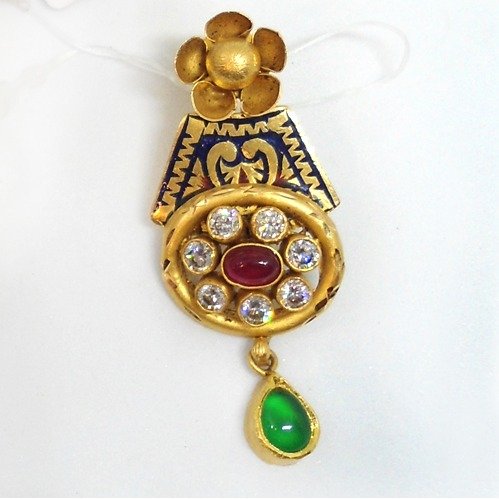 22KT gold Antique Studded Necklace Set RHJ-5508