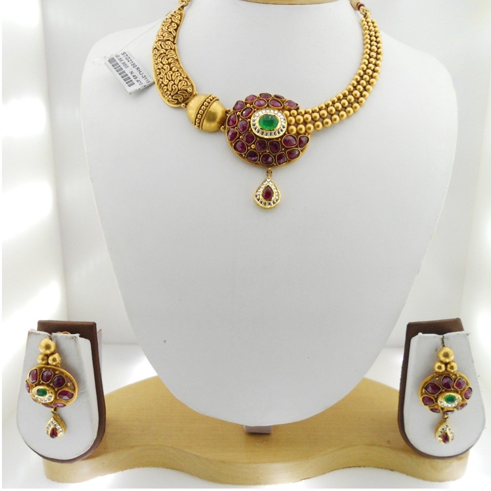 916 Gold Antique Bridal Necklace Set RHJ-3115